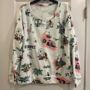 NWT Lou & Grey Tropical Graphic Sweatshirt Large